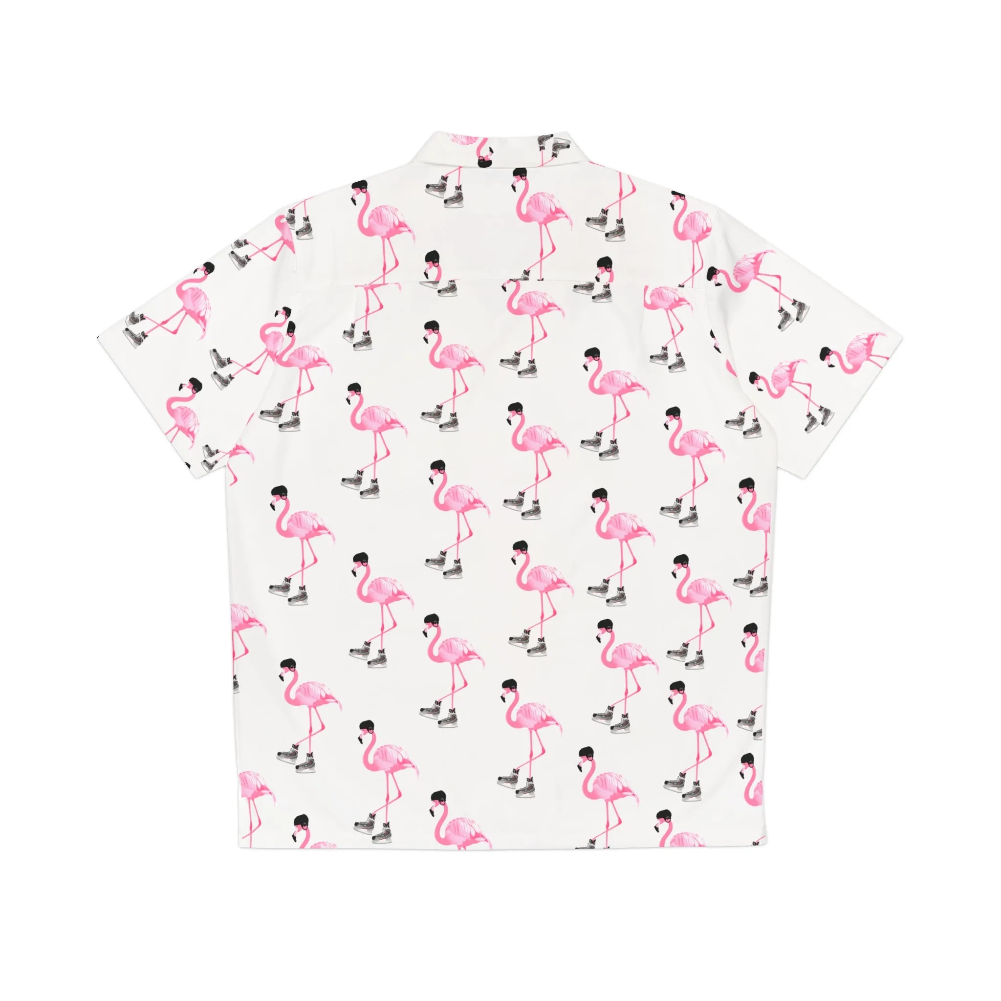 Men's Hockey Playing Flamingo Hawaiian Shirt