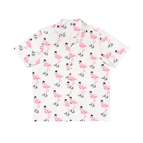 Men's Hockey Playing Flamingo Hawaiian Shirt