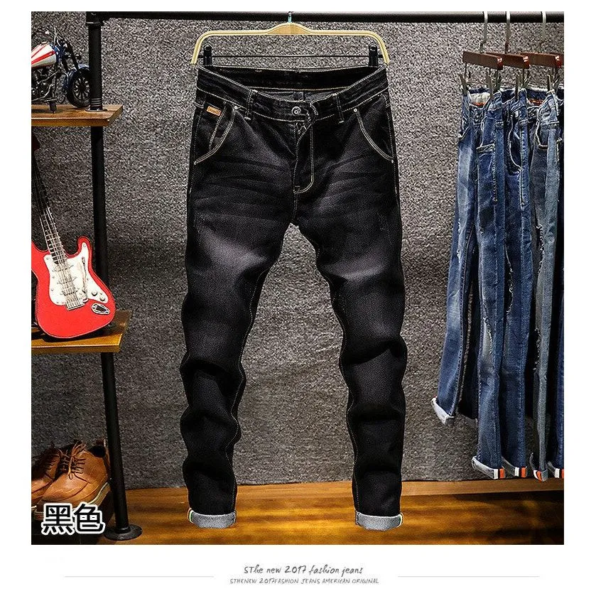 Men's Skinny Jeans Zipper Fly Slim Fit Denim Stretch Jean Pencil Leg Pants