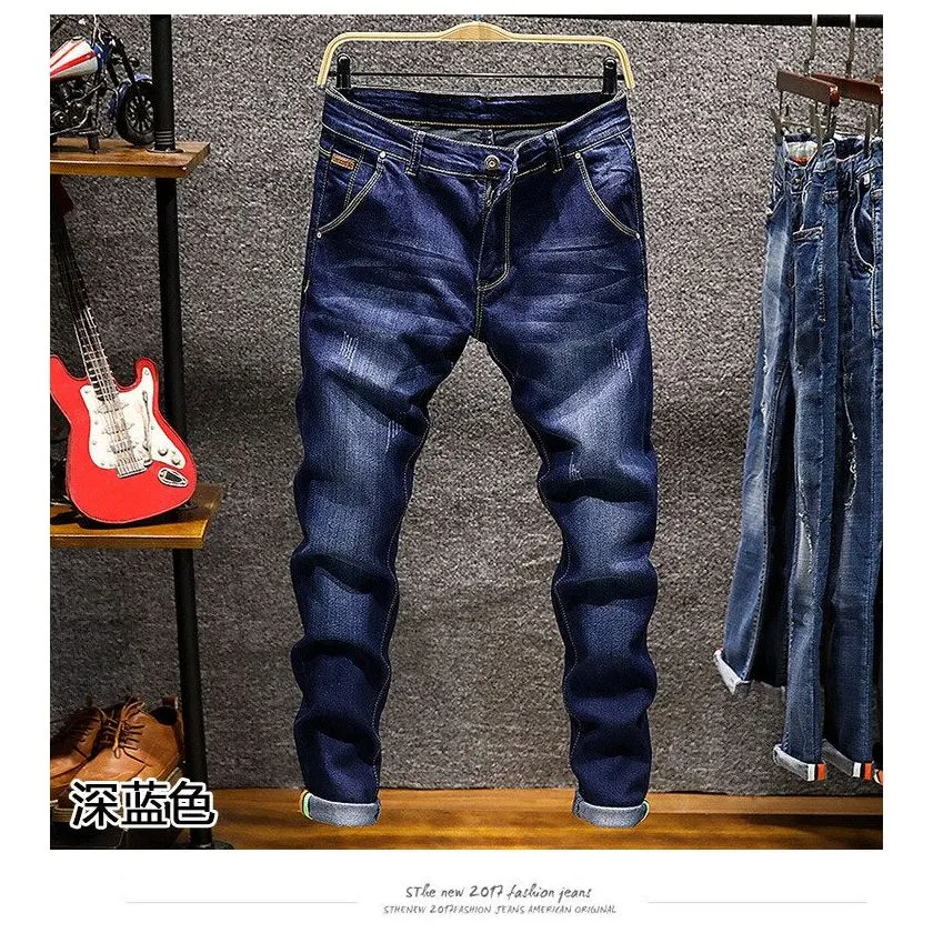 Men's Skinny Jeans Zipper Fly Slim Fit Denim Stretch Jean Pencil Leg Pants