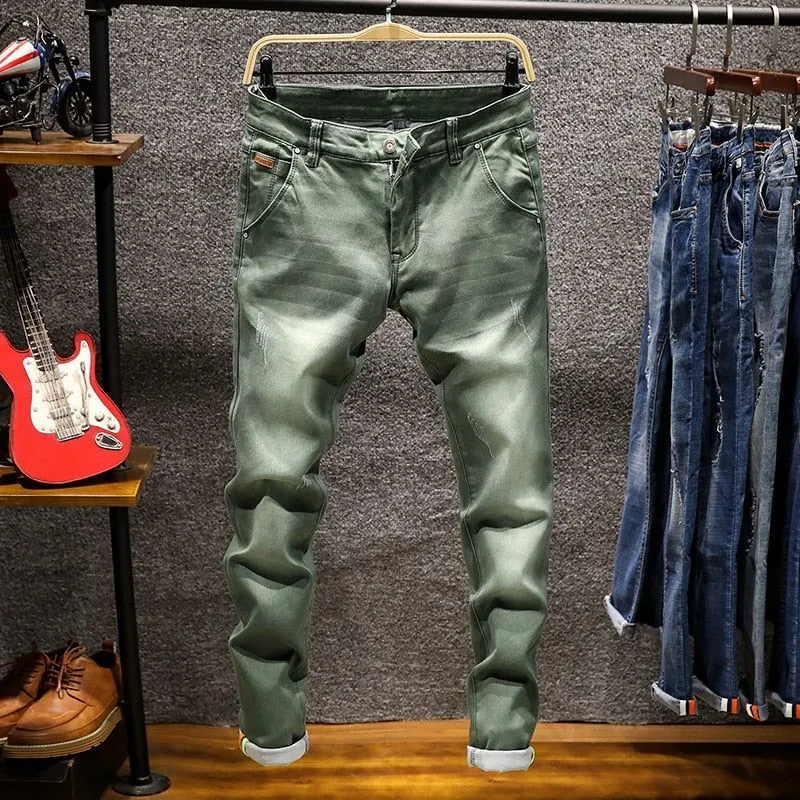 Men's Skinny Jeans Zipper Fly Slim Fit Denim Stretch Jean Pencil Leg Pants