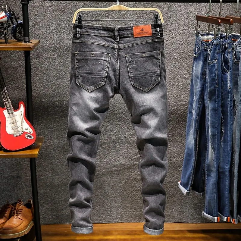 Men's Skinny Jeans Zipper Fly Slim Fit Denim Stretch Jean Pencil Leg Pants