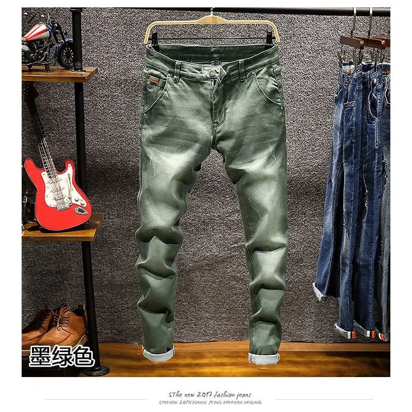 Men's Skinny Jeans Zipper Fly Slim Fit Denim Stretch Jean Pencil Leg Pants