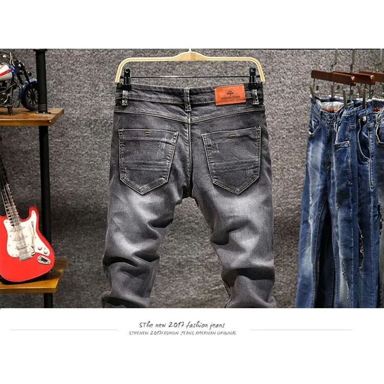 Men's Skinny Jeans Zipper Fly Slim Fit Denim Stretch Jean Pencil Leg Pants