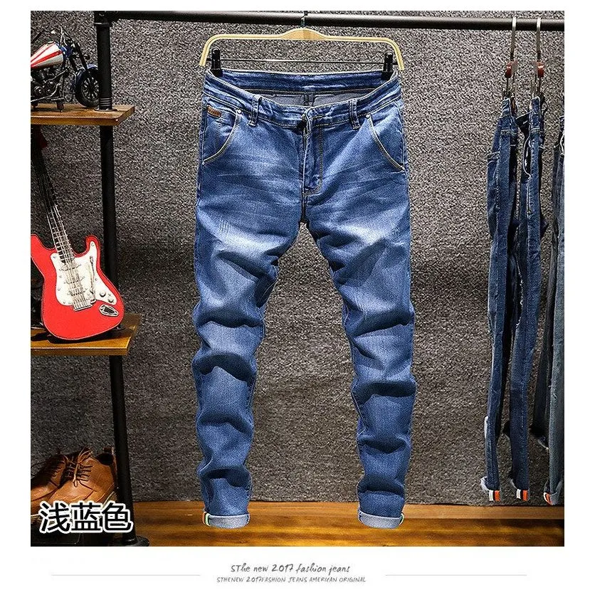 Men's Skinny Jeans Zipper Fly Slim Fit Denim Stretch Jean Pencil Leg Pants