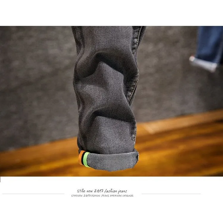 Men's Skinny Jeans Zipper Fly Slim Fit Denim Stretch Jean Pencil Leg Pants