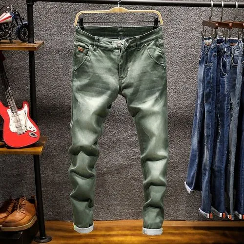 Men's Skinny Jeans Zipper Fly Slim Fit Denim Stretch Jean Pencil Leg Pants