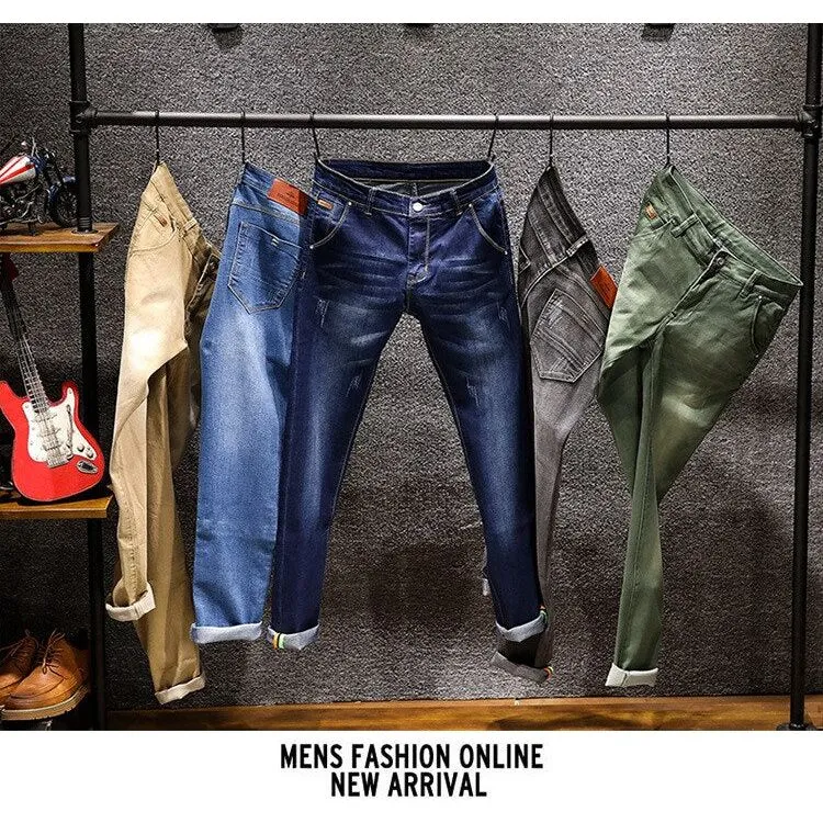 Men's Skinny Jeans Zipper Fly Slim Fit Denim Stretch Jean Pencil Leg Pants