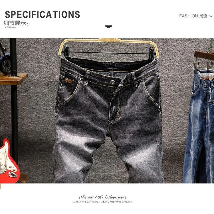 Men's Skinny Jeans Zipper Fly Slim Fit Denim Stretch Jean Pencil Leg Pants