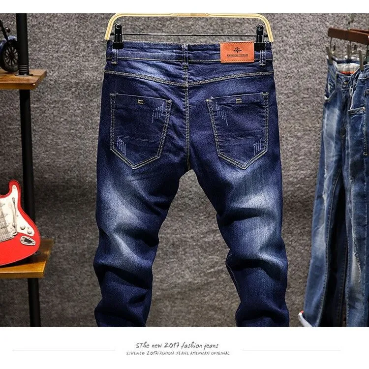 Men's Skinny Jeans Zipper Fly Slim Fit Denim Stretch Jean Pencil Leg Pants