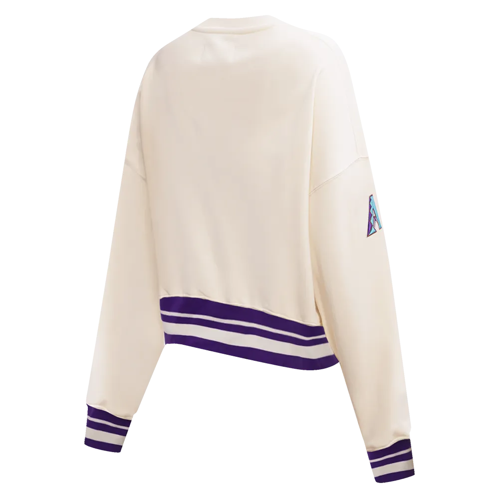 MLB ARIZONA DIAMONDBACKS RETRO CLASSIC WOMEN'S RIB CREWNECK (EGGSHELL/ PURPLE)