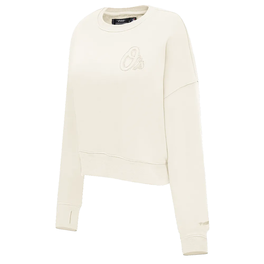 MLB BALTIMORE ORIOLES NEUTRAL WOMEN'S CREWNECK (EGGSHELL)