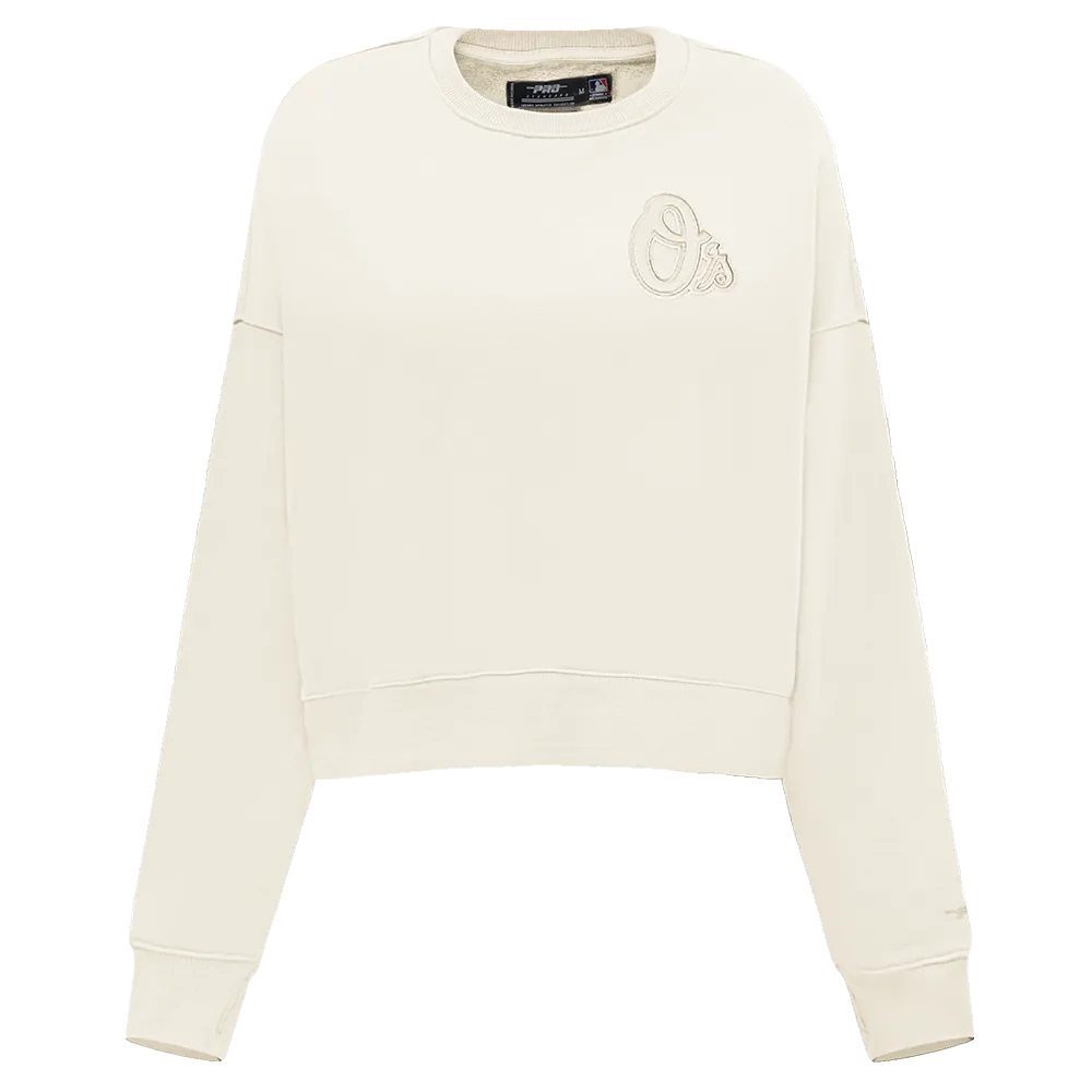 MLB BALTIMORE ORIOLES NEUTRAL WOMEN'S CREWNECK (EGGSHELL)
