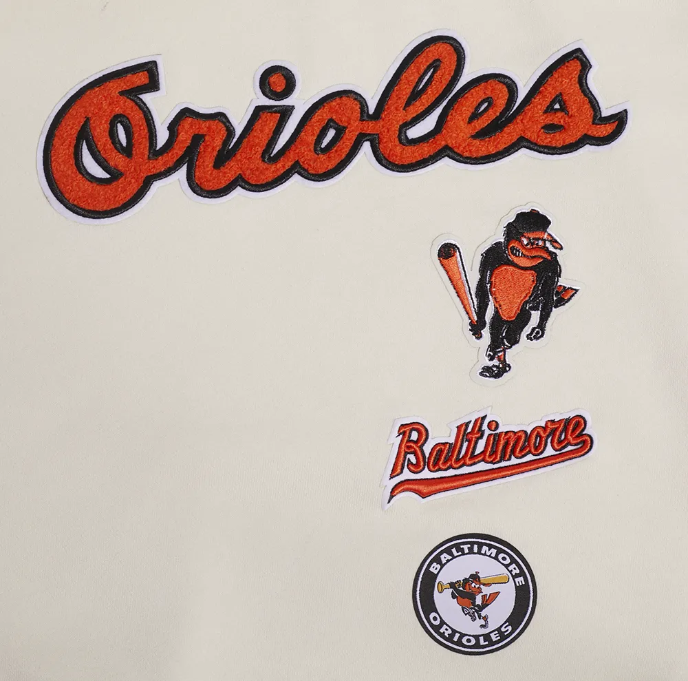 MLB BALTIMORE ORIOLES RETRO CLASSIC WOMEN'S RIB CREWNECK (EGGSHELL/ BLACK)