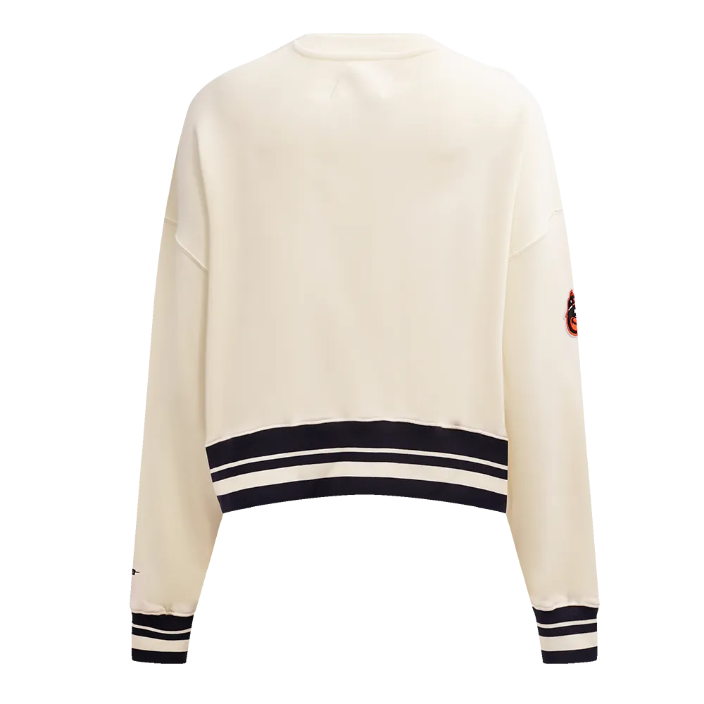 MLB BALTIMORE ORIOLES RETRO CLASSIC WOMEN'S RIB CREWNECK (EGGSHELL/ BLACK)