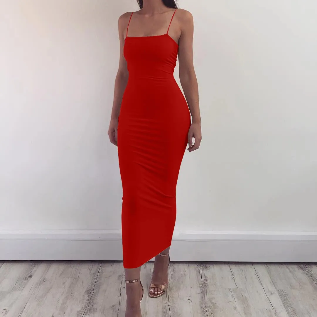 New Summer Women'S Dress Long Sling Dresses Club Sexy Suspender Dress