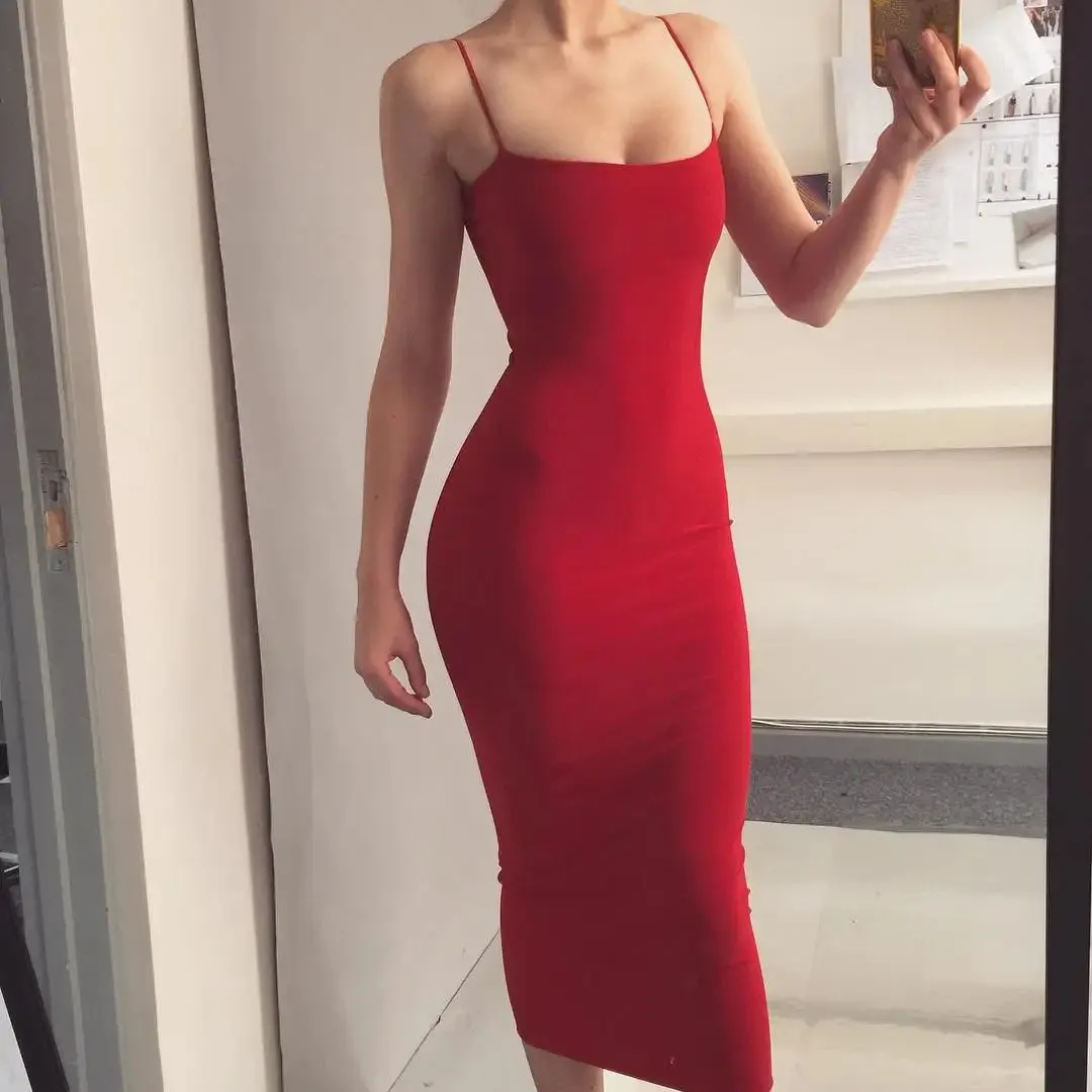 New Summer Women'S Dress Long Sling Dresses Club Sexy Suspender Dress