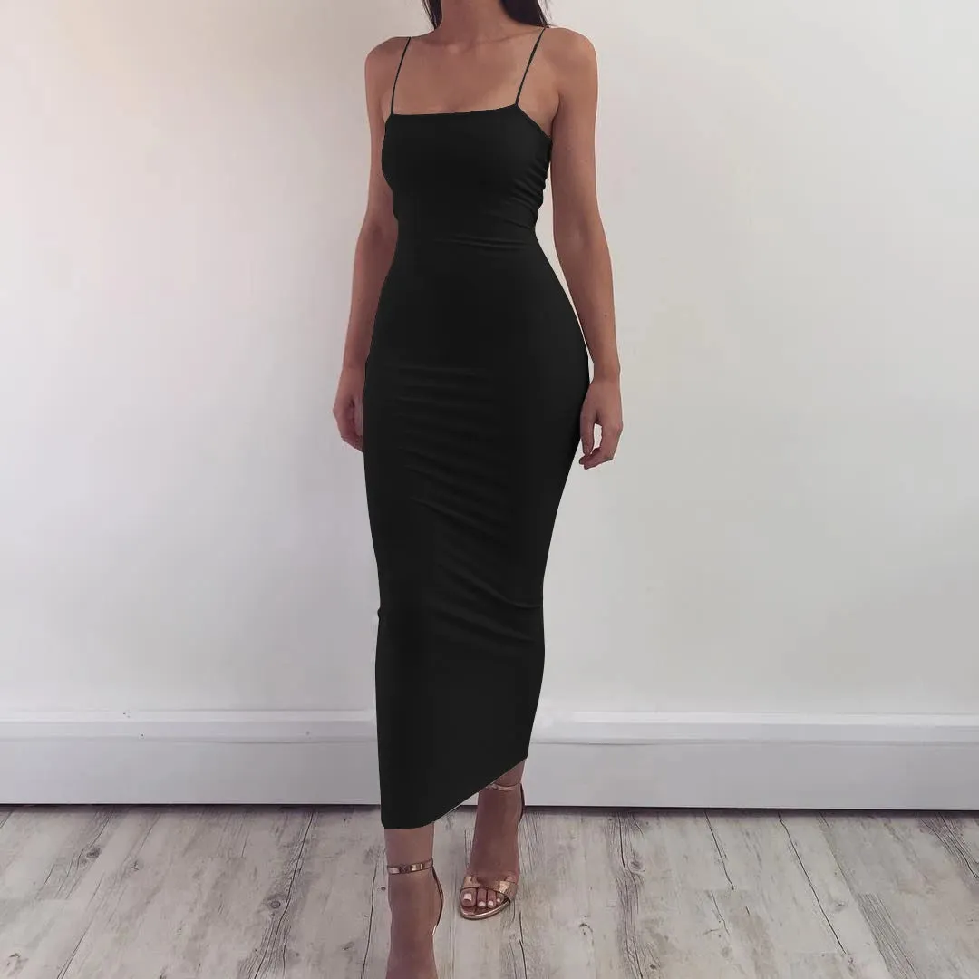 New Summer Women'S Dress Long Sling Dresses Club Sexy Suspender Dress