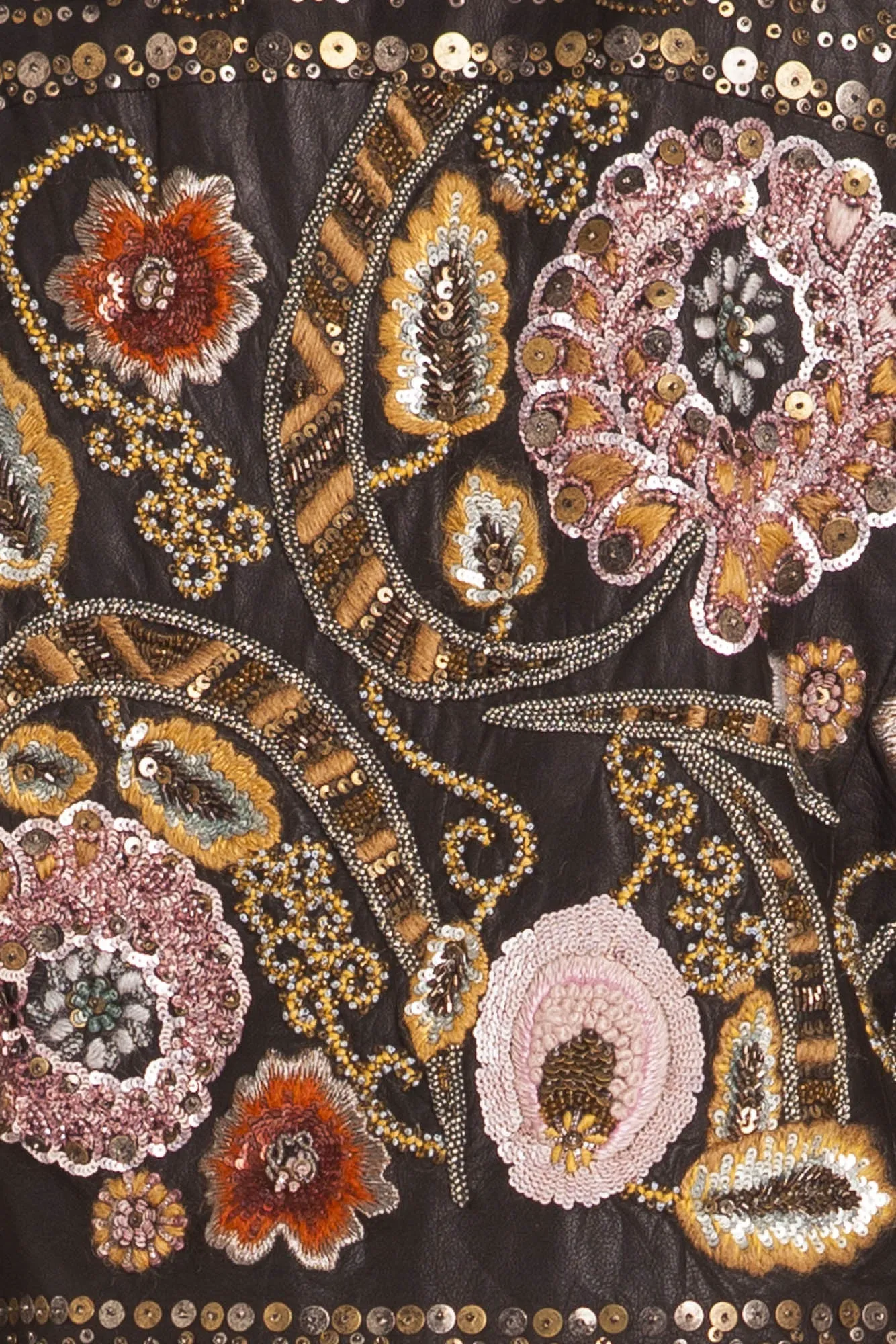 Oscar De La Renta - Hand Sewn Embroidered Sequence, Beads, Metal, and Tiger Eye Stone Jacket - US 6