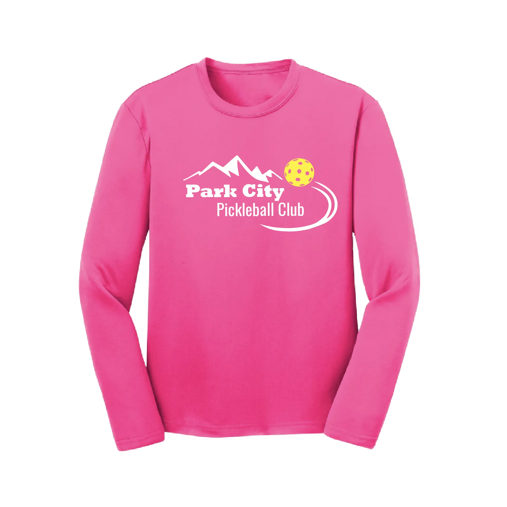 Park City Pickleball Club (White Words) | Youth Long Sleeve Atheletic Shirt | 100% Polyester