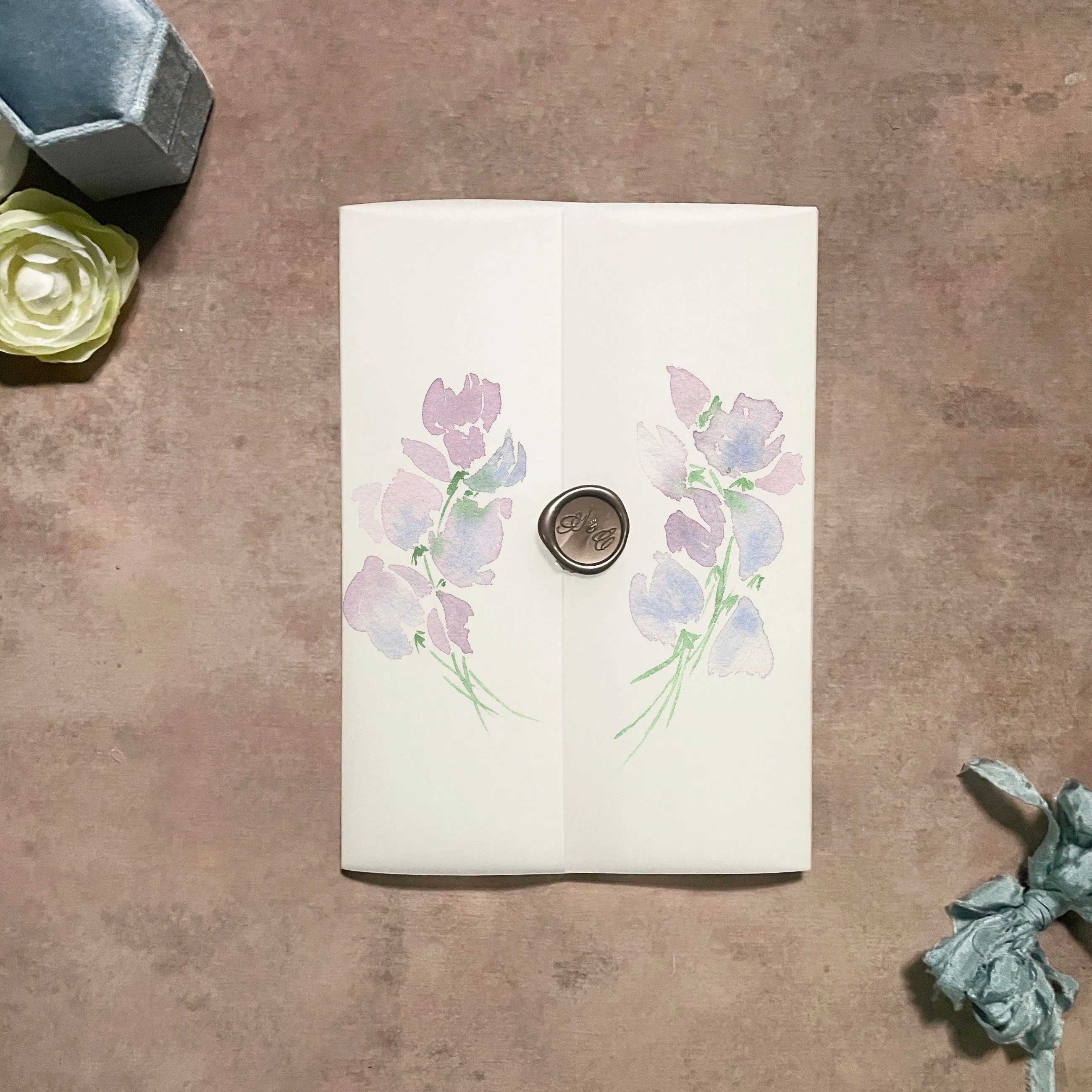Purple Floral Vellum Wrap | A7 or A6 | Set of 10