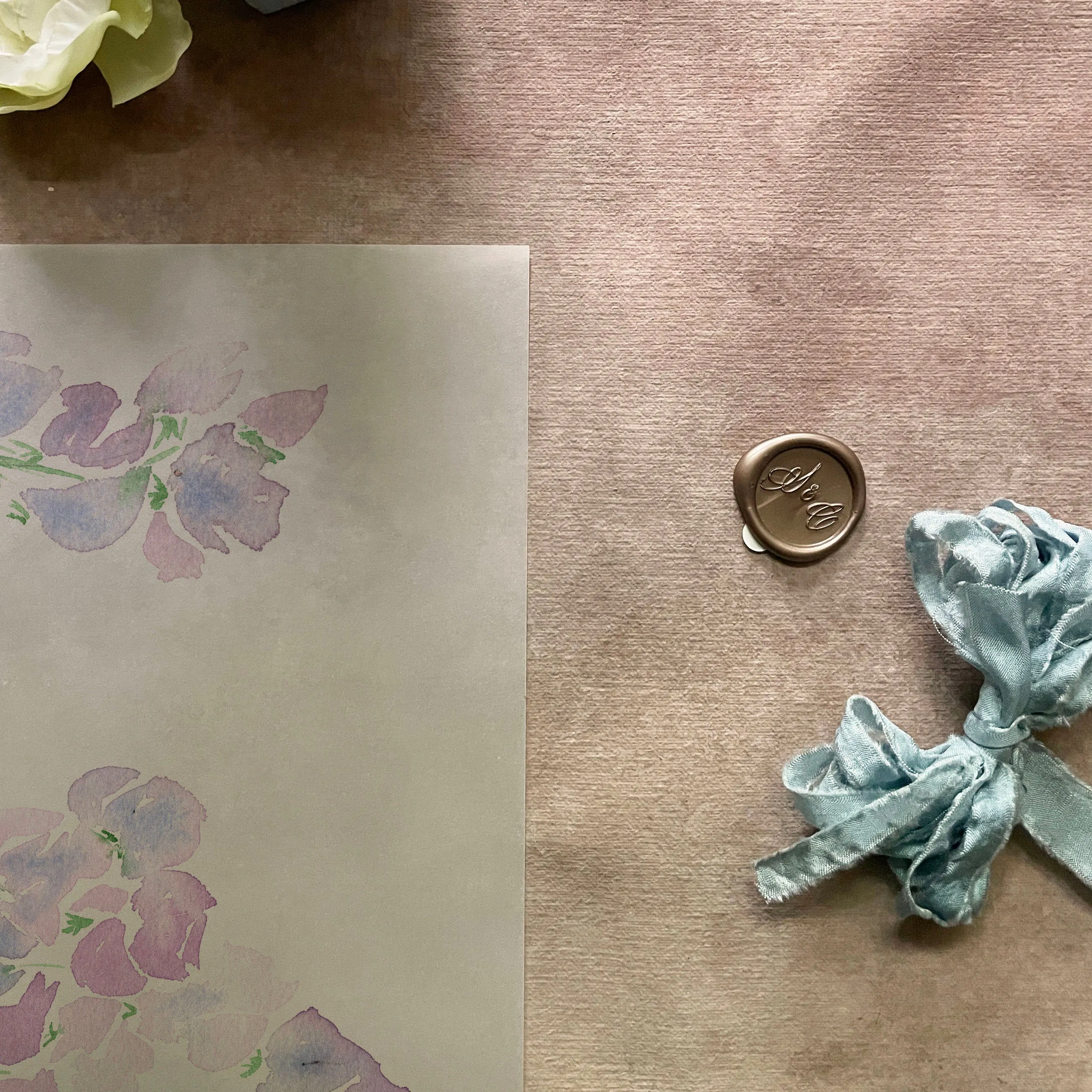 Purple Floral Vellum Wrap | A7 or A6 | Set of 10