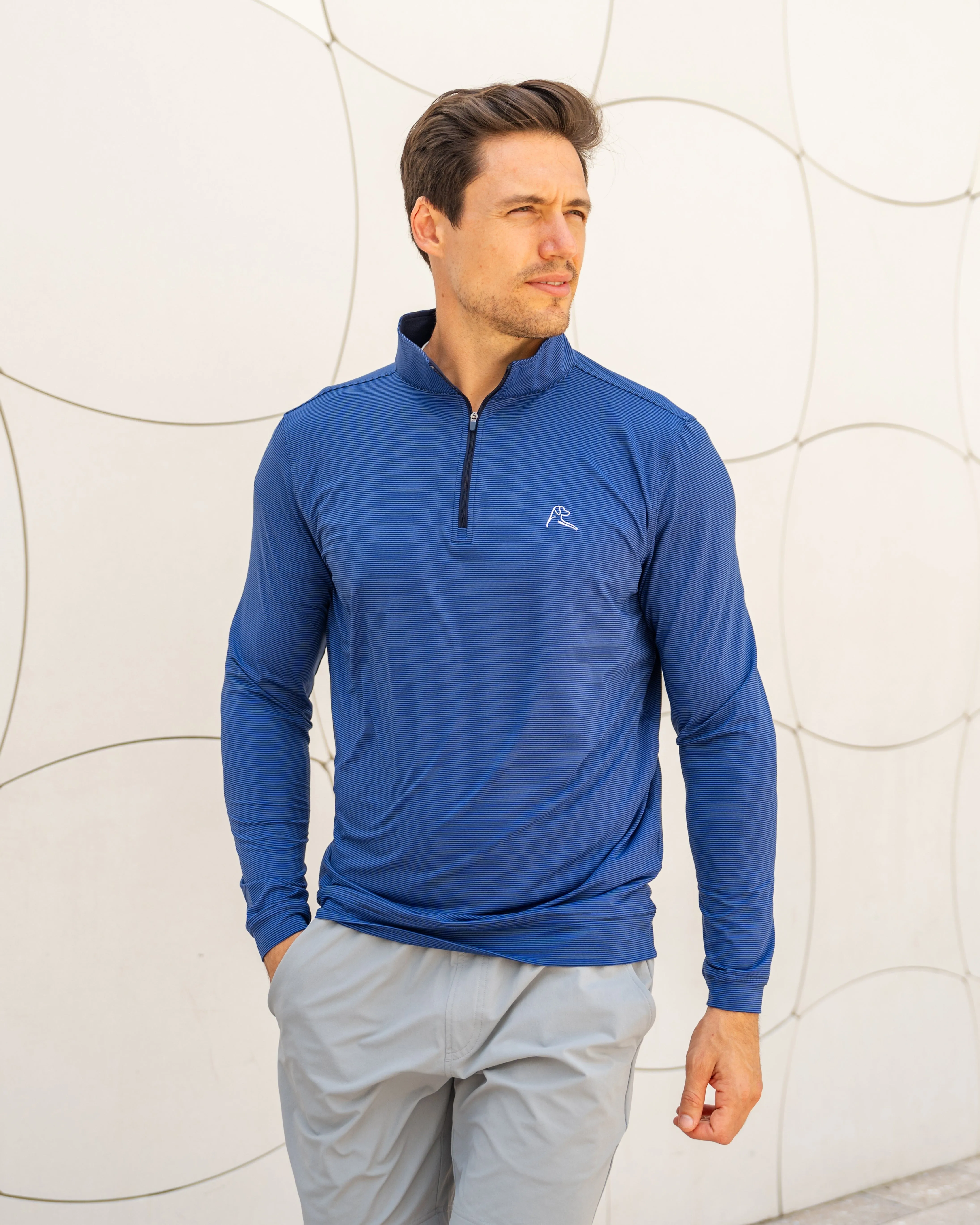 Rec Stripe Performance Q-Zip | The Rec Stripe - Bunker Blue/Fleet Navy