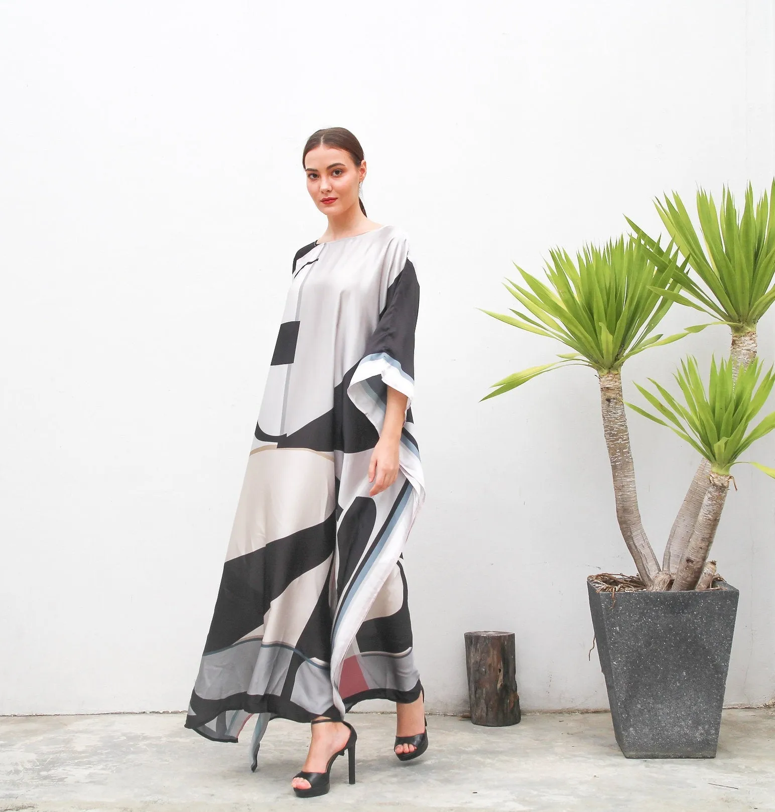 Satin Silk Caftan, Women Printed Kaftan Dress For Women's