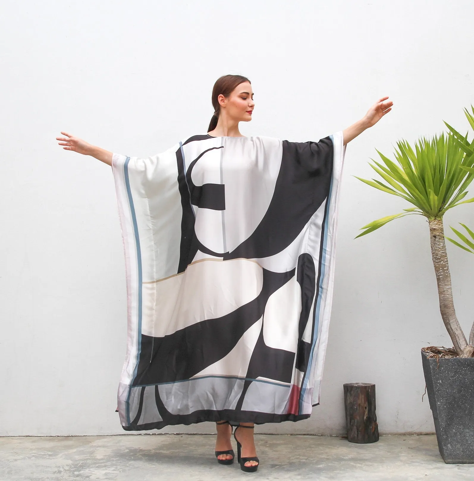 Satin Silk Caftan, Women Printed Kaftan Dress For Women's
