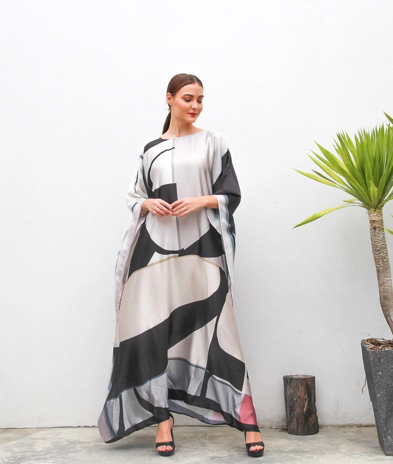 Satin Silk Caftan, Women Printed Kaftan Dress For Women's