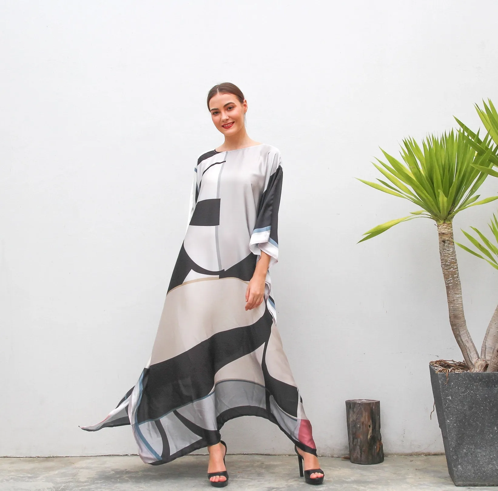 Satin Silk Caftan, Women Printed Kaftan Dress For Women's