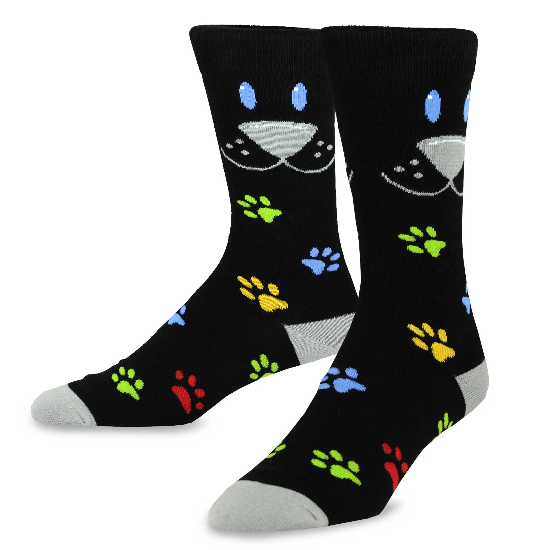 TeeHee Socks Men's Novelty Cotton Crew Dog Face 3-Pack (11130)