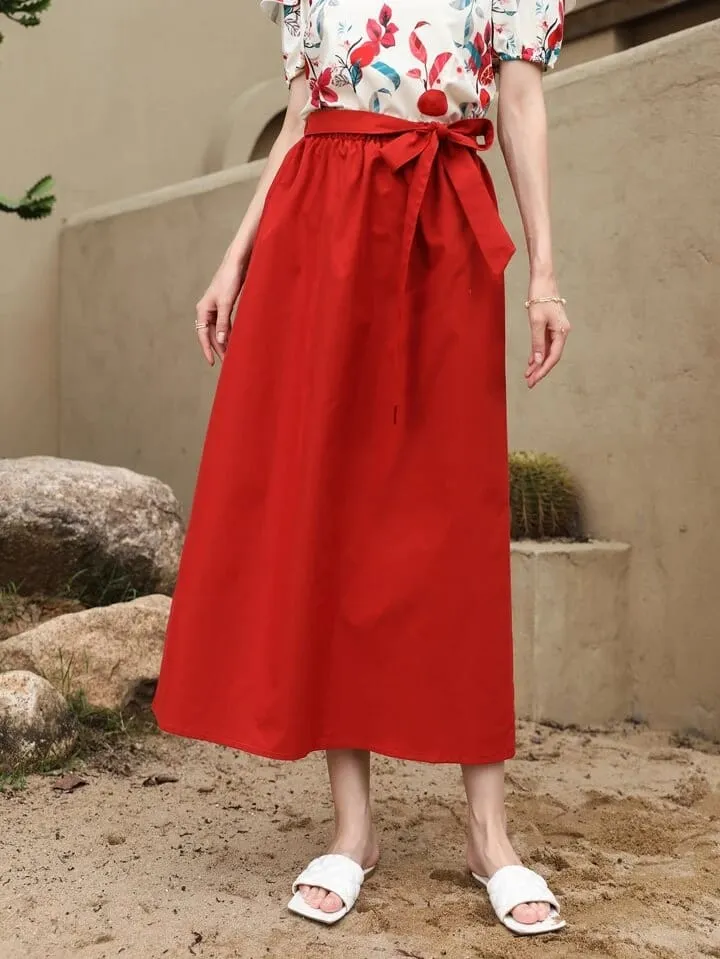 ZANZEA Solid TiE Front Skirt S3640727